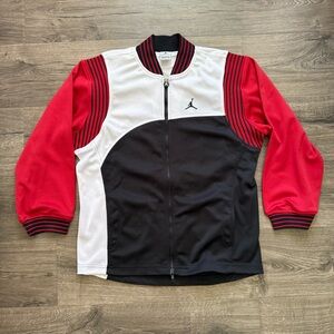 Jordan Black Red White Colorblock Full Zip Jacket 16/18 XL Youth Kids Vintage